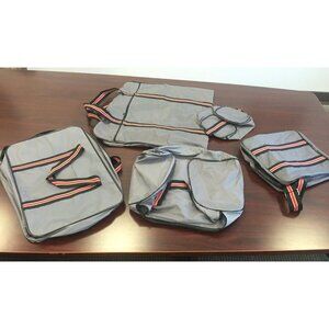 Vtg 5 Piece Nylon Luggage Set 5 Different Sizes All Lay Flat 1 Hanging Clothing